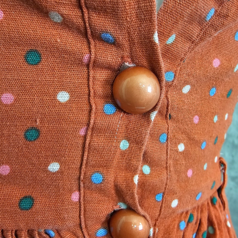 Collectif London Polka Dot Retro Sundress Orange Cotton Fit Flare Pinup XS - Picture 8 of 12